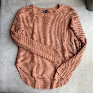 Burnt Orange Sweater - Cotton Mix Knitted Oversized